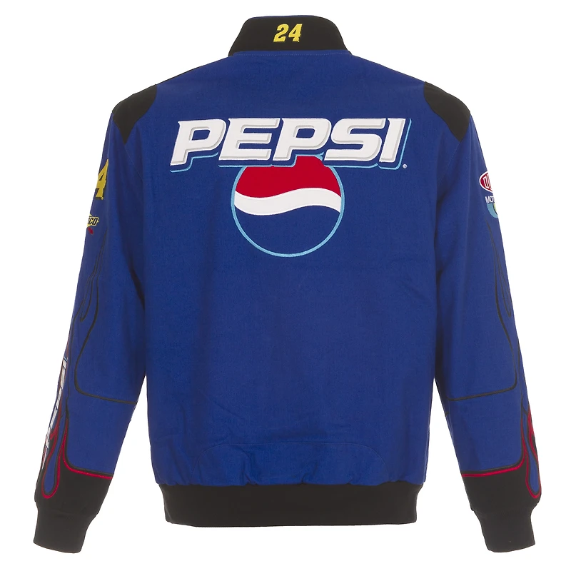 Veste d'uniforme en sergé à bouton-pression complète JH Design Royal Jeff Gordon Pepsi pour hommes