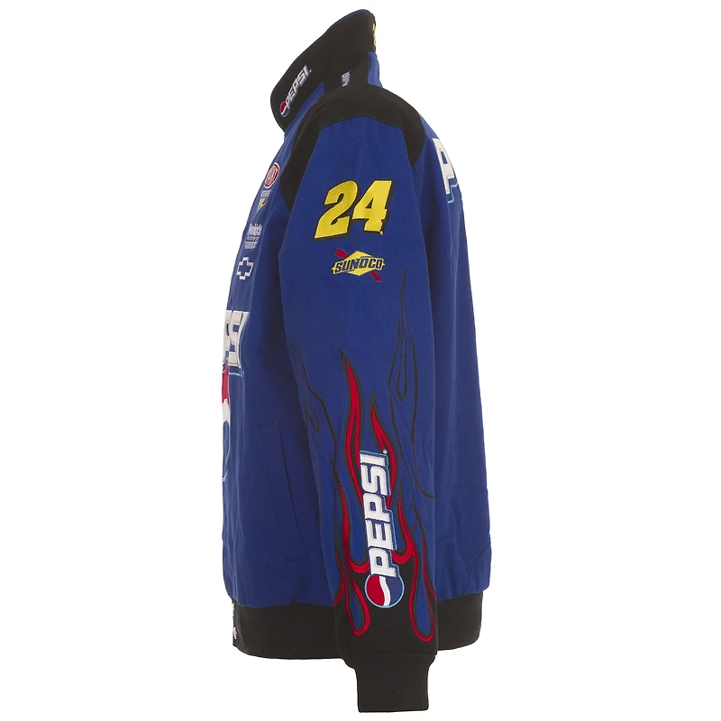 Veste d'uniforme en sergé à bouton-pression complète JH Design Royal Jeff Gordon Pepsi pour hommes