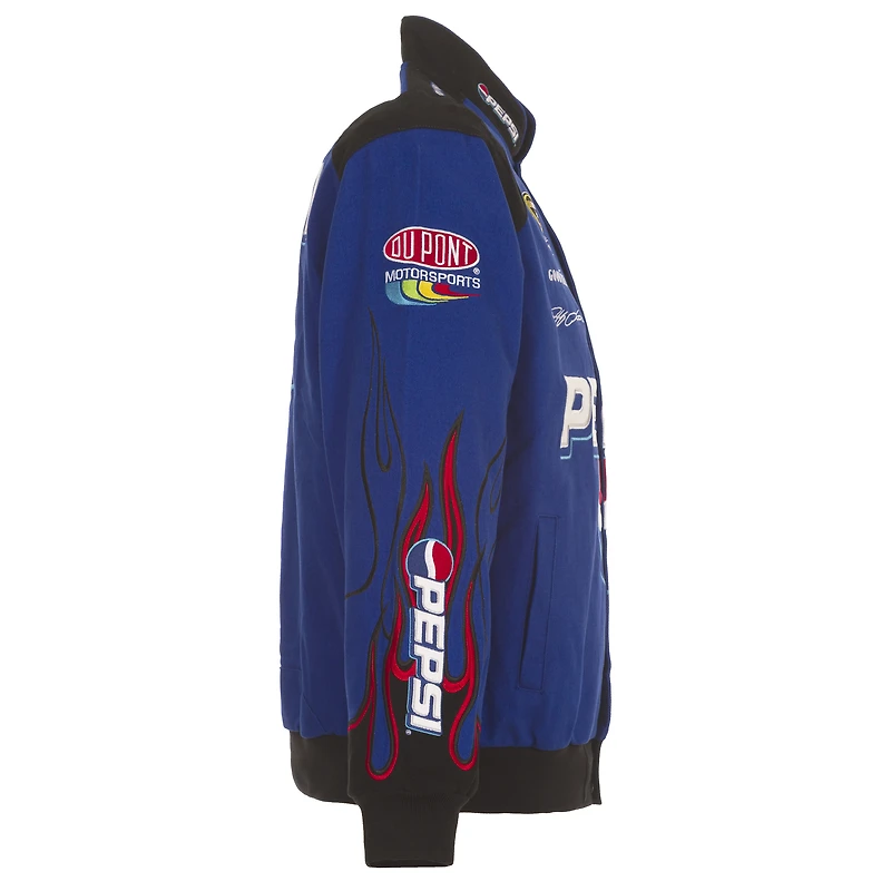 Veste d'uniforme en sergé à bouton-pression complète JH Design Royal Jeff Gordon Pepsi pour hommes