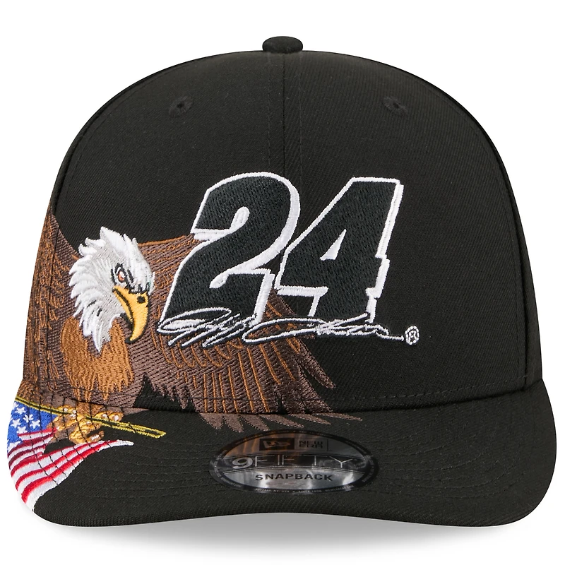 Men's New Era Black Jeff Gordon Patriotic Eagle & Flag A-Frame 9FIFTY Snapback Hat