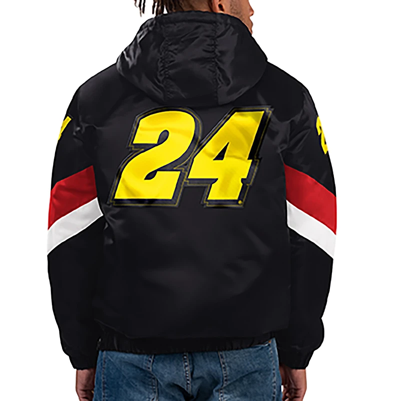 Veste à capuche demi-zip en satin Starter Black Jeff Gordon Home Team pour hommes