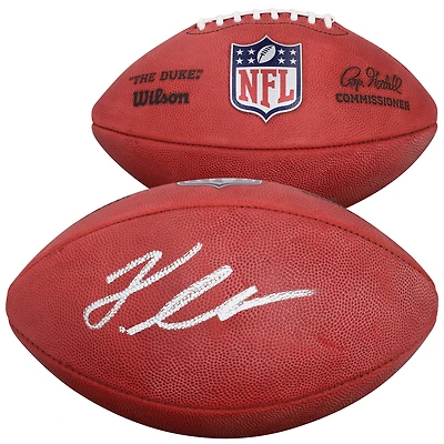 Ballon de football américain Wilson Duke en couleur, autographié par Jeremiyah Love des Cardinals de l'Arizona