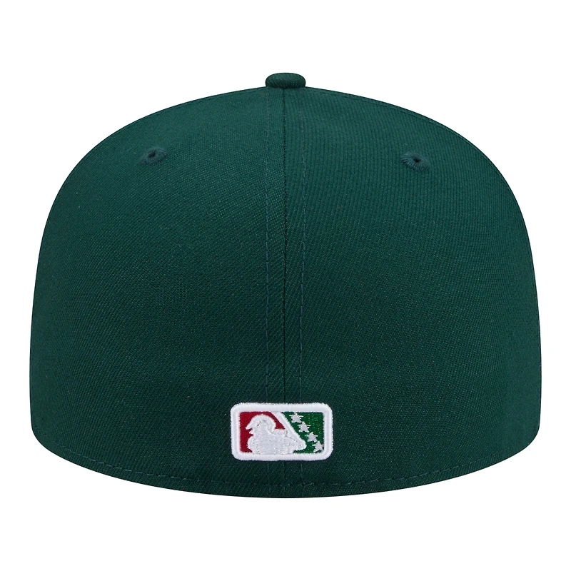 Casquette ajustée New Era 59FIFTY pour homme, vert foncé, Jersey Shore BlueClaws, soirées thématiques des ligues mineures