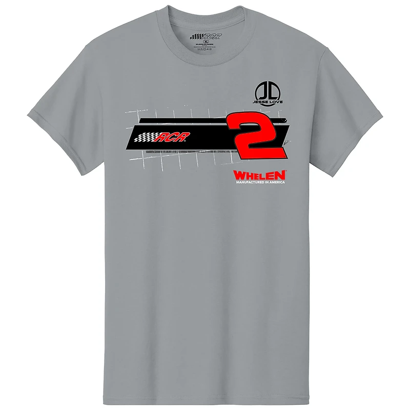 T-shirt gris pour homme de la collection Richard Childress Racing Team avec voiture Jesse Love Jr. Whelen