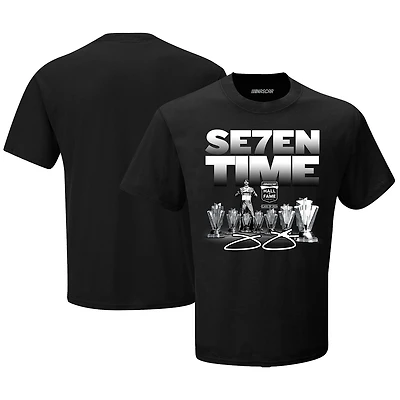 T-shirt à damier pour hommes, noir, Jimmie Johnson, Temple de la renommée NASCAR, promotion 2024, sept fois
