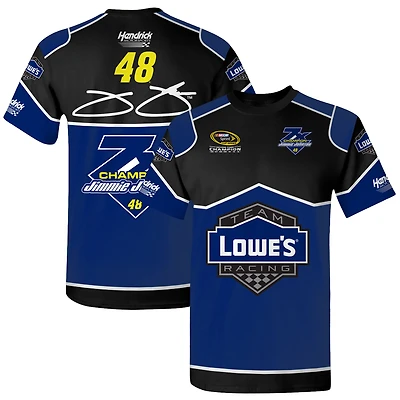 T-shirt bleu pour homme de la collection Hendrick Motorsports Team, avec l'uniforme légendaire Jimmie Johnson Lowe's