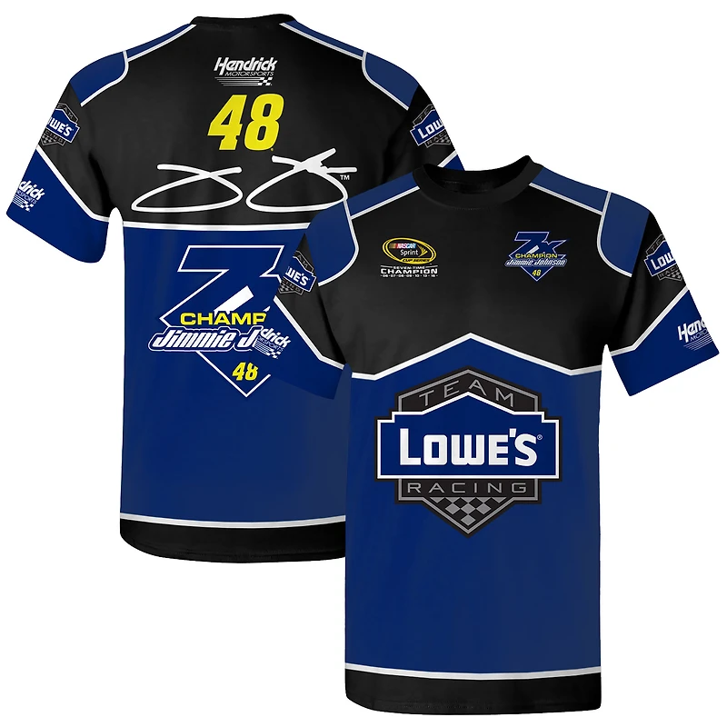 T-shirt bleu pour homme de la collection Hendrick Motorsports Team, avec l'uniforme légendaire Jimmie Johnson Lowe's