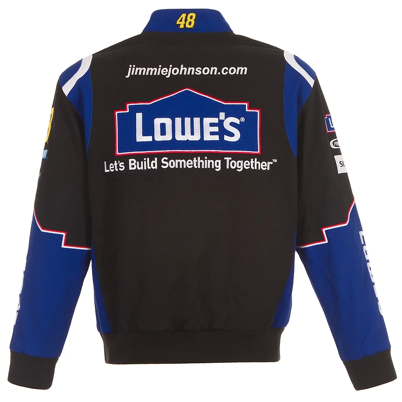 Men's JH Design Black Jimmie Johnson Lowe's Twill Driver Uniform Full-Snap Jacket