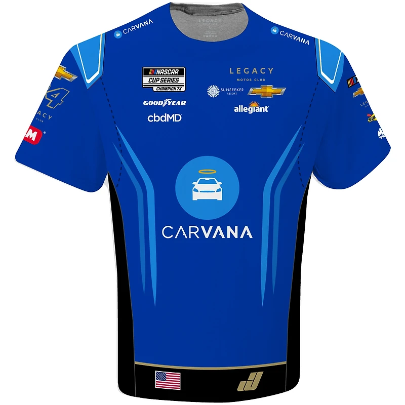 T-shirt pour homme LEGACY Motor Club Team Collection Blue Jimmie Johnson Carvana sublimé