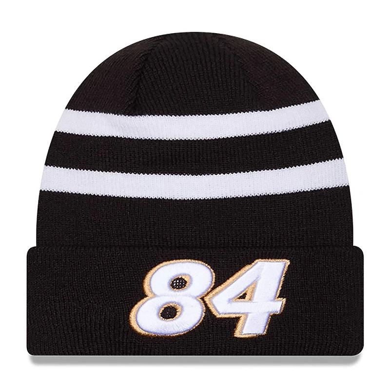 Bonnet en tricot à revers Jimmie Johnson New Era noir/blanc pour hommes