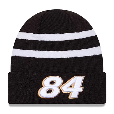 Bonnet en tricot à revers Jimmie Johnson New Era noir/blanc pour hommes