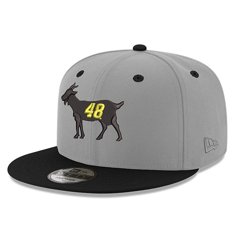 Casquette ajustable Snapback Jimmie Johnson GOAT 9FIFTY New Era pour hommes, gris/noir