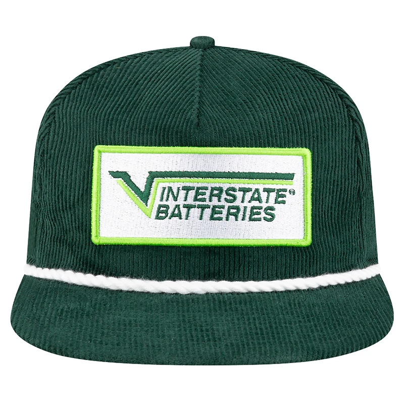 Men's New Era Green Joe Gibbs Racing Interstate Batteries Retro Cord Golfer Adjustable Hat