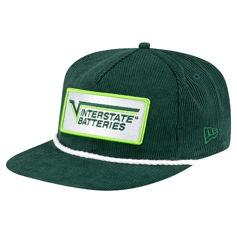 Men's New Era Green Joe Gibbs Racing Interstate Batteries Retro Cord Golfer Adjustable Hat
