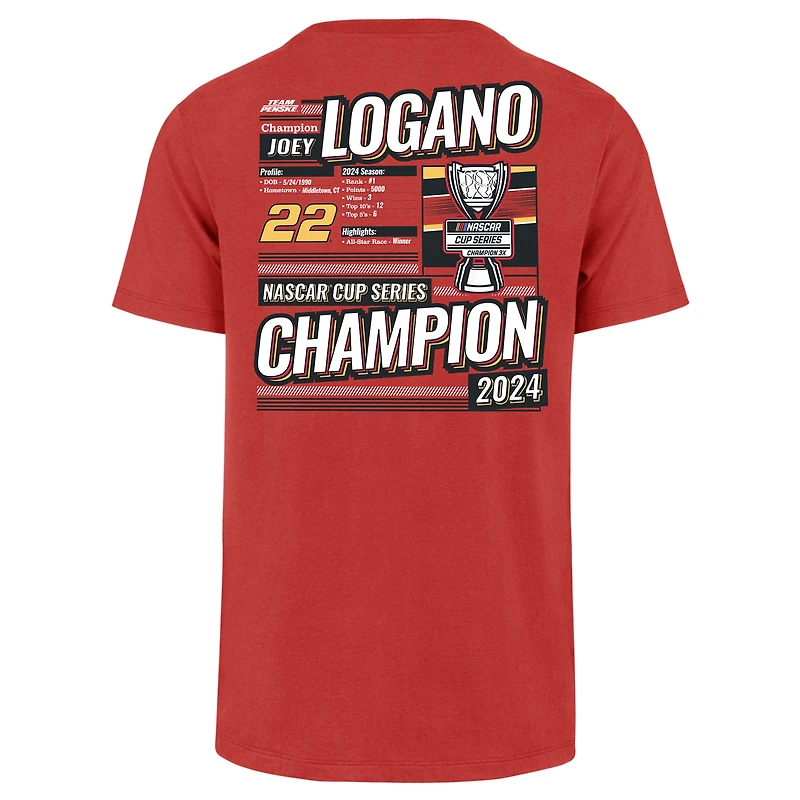 T-shirt rouge pour homme « 47 Joey Logano 2024 NASCAR Cup Series Champion Backer Franklin