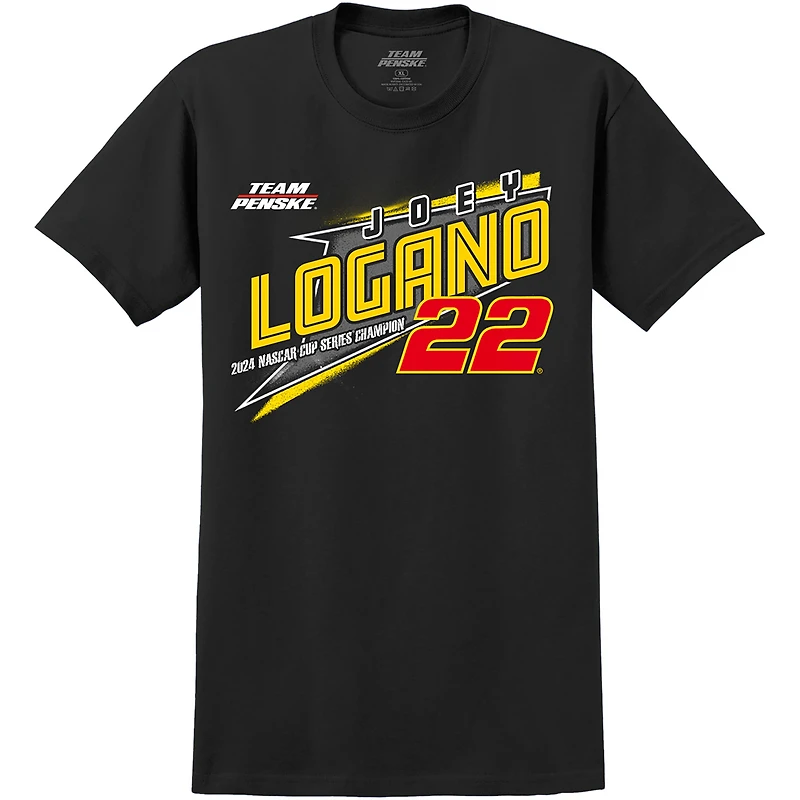 T-shirt noir pour homme Joey Logano, champion de la NASCAR Cup Series 2024