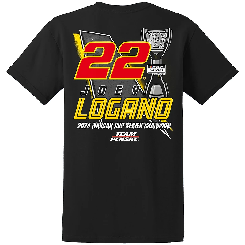 T-shirt noir pour homme Joey Logano, champion de la NASCAR Cup Series 2024