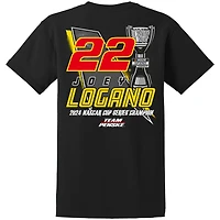 T-shirt noir pour homme Joey Logano, champion de la NASCAR Cup Series 2024