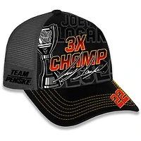 Casquette ajustable pour homme avec drapeau à damier et trophée de champion de la NASCAR Cup Series 2024 Joey Logano noire