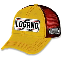 Casquette ajustable à damier pour homme avec patch de champion de la NASCAR Cup Series 2024 Joey Logano jaune
