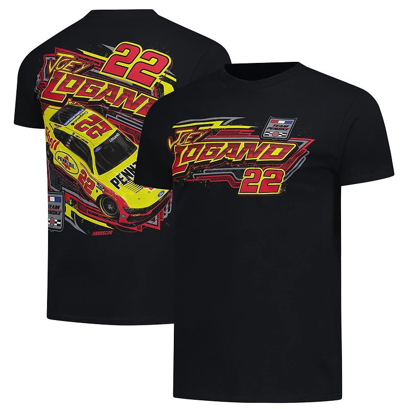 T-shirt homme classique noir Joey Logano Shell Pennzoil Flash