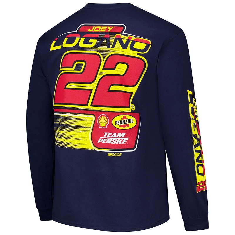 Men's Classic Ink Navy Joey Logano Shell-Pennzoil Long Sleeve T-Shirt