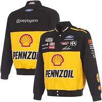 Men's JH Design Black Joey Logano 2026 Pennzoil Full-Snap Twill Racing Jacket