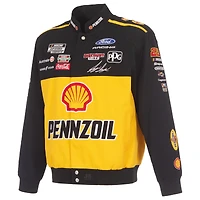 Men's JH Design Black Joey Logano 2026 Pennzoil Full-Snap Twill Racing Jacket