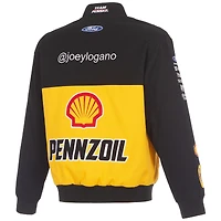Men's JH Design Black Joey Logano 2026 Pennzoil Full-Snap Twill Racing Jacket