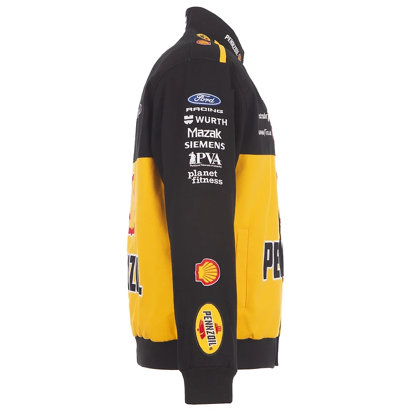 Men's JH Design Black Joey Logano 2026 Pennzoil Full-Snap Twill Racing Jacket