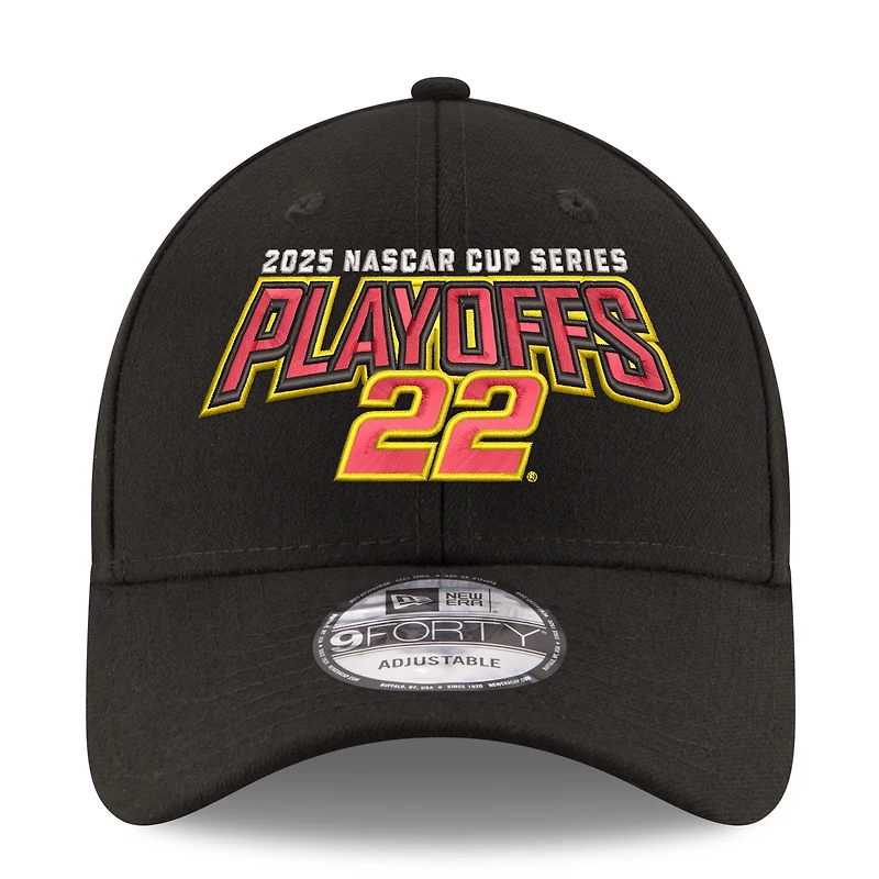 Casquette ajustable 9FORTY noire New Era Joey Logano pour homme, édition éliminatoire NASCAR Cup Series 2025