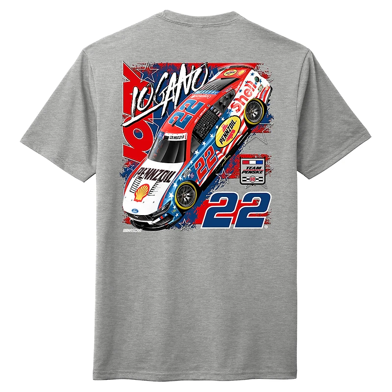 T-shirt patriotique Pennzoil gris chiné de l'équipe Penske Athletic pour hommes