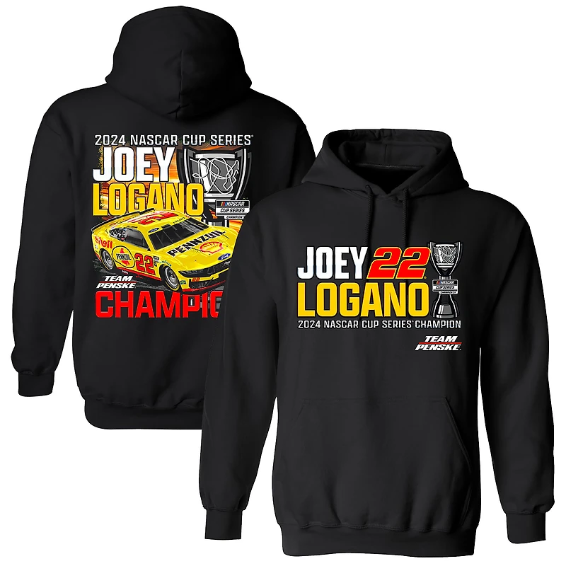Sweat à capuche noir pour homme Team Penske Joey Logano 2024 NASCAR Cup Series Champion