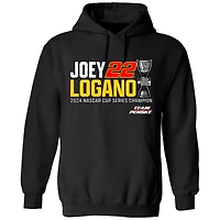Sweat à capuche noir pour homme Team Penske Joey Logano 2024 NASCAR Cup Series Champion