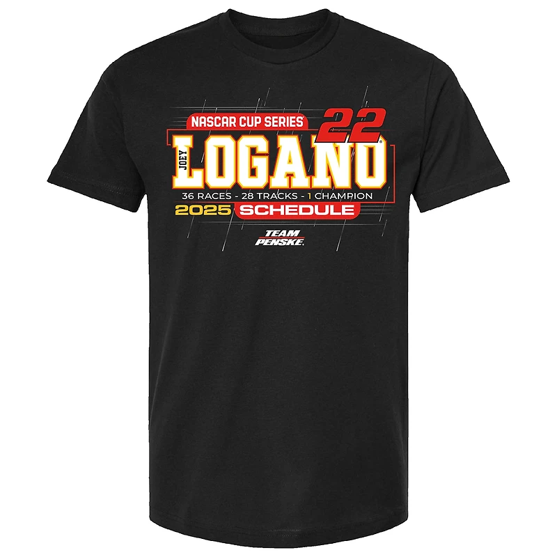 Men's Team Penske Black Joey Logano 2025 NASCAR Cup Series Schedule T-Shirt