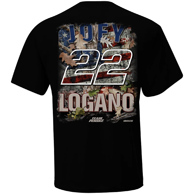 Men's Team Penske Black Joey Logano Patriotic Camo T-Shirt