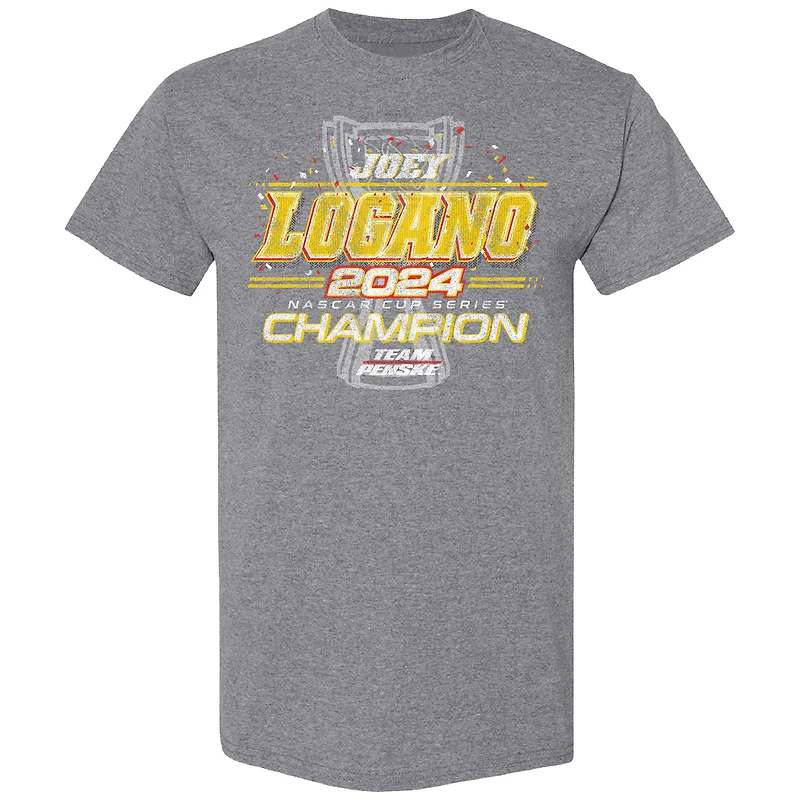 Men's Team Penske Gray Joey Logano 2024 NASCAR Cup Series Champion Finish Line T-Shirt
