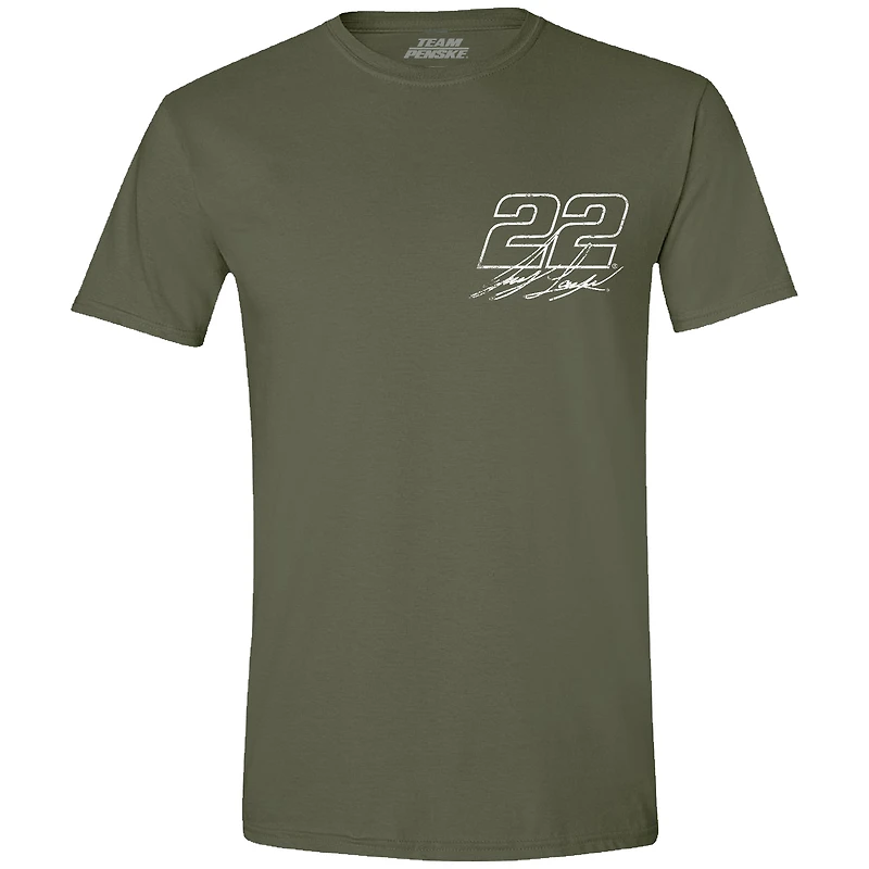 Men's Team Penske Green Joey Logano Flag T-Shirt