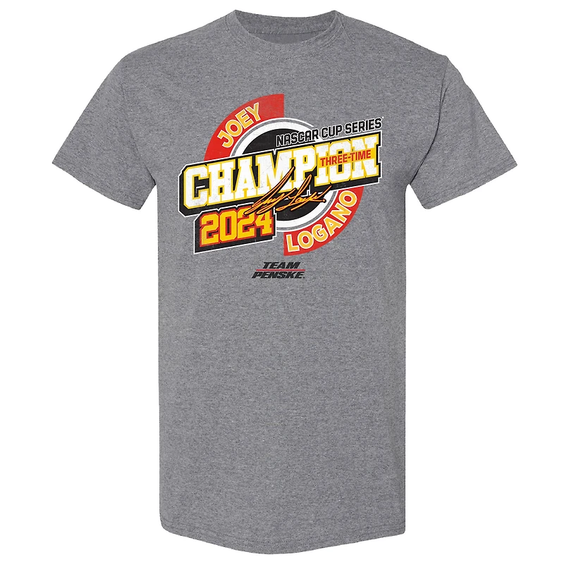 T-shirt de vitesse pour homme Team Penske Heather Charcoal Joey Logano, triple champion la NASCAR Cup Series