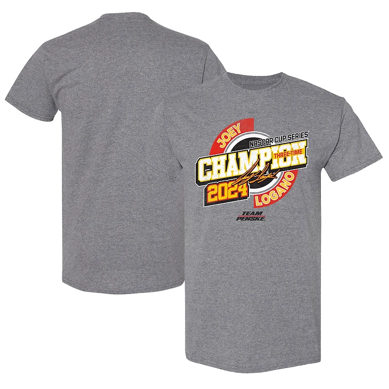 T-shirt de vitesse pour homme Team Penske Heather Charcoal Joey Logano, triple champion la NASCAR Cup Series