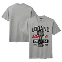 T-shirt de style vie pour homme l'équipe Penske Heather Gray Joey Logano, champion la NASCAR Cup Series 2024