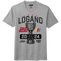 T-shirt de style vie pour homme l'équipe Penske Heather Gray Joey Logano, champion la NASCAR Cup Series 2024