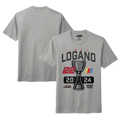 T-shirt de style vie pour homme l'équipe Penske Heather Gray Joey Logano, champion la NASCAR Cup Series 2024