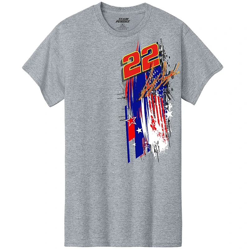 Men's Team Penske Heather Gray Joey Logano Shell-Pennzoil Car T-Shirt