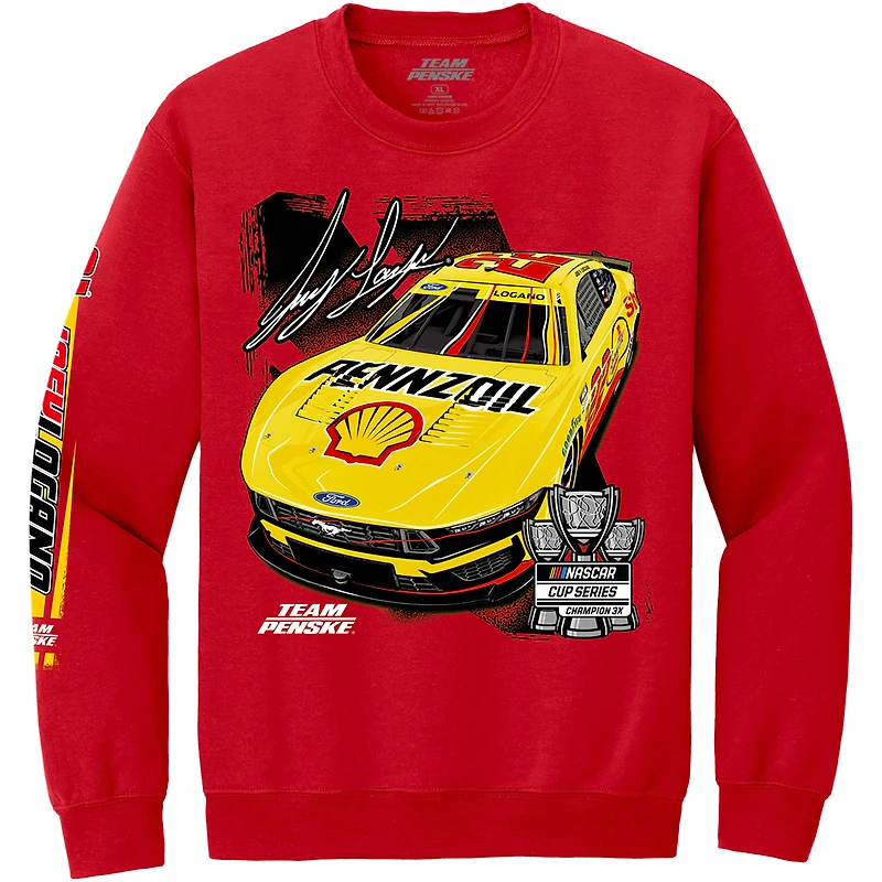 Sweat-shirt rouge pour homme de l'équipe Penske à l'effigie Joey Logano, triple champion la NASCAR Cup Series