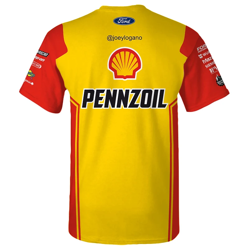 Men's Team Penske  Yellow Joey Logano Shell/Pennzoil Uniform T-Shirt
