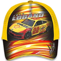 Unisex Checkered Flag Sports Yellow Joey Logano Shell-Pennzoil Adjustable Trucker Hat