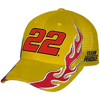 Unisex Checkered Flag Sports Yellow Joey Logano Shell Pennzoil Flame Trucker Adjustable Hat