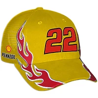 Unisex Checkered Flag Sports Yellow Joey Logano Shell Pennzoil Flame Trucker Adjustable Hat