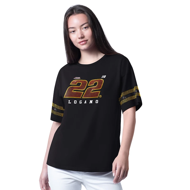 Women's G-III 4Her by Carl Banks Black Joey Logano Fan Catch T-Shirt